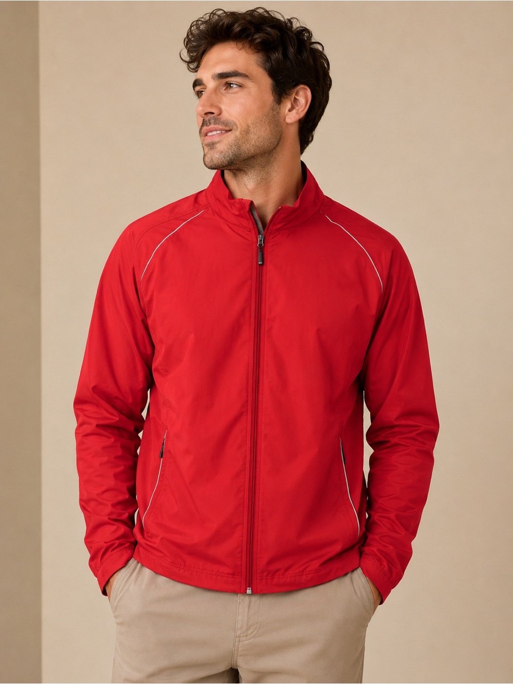 Cutter & Buck Men's Red Full-Zip Windbreaker